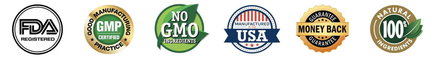 LipoJaro FDA registered GMP certified non-GMO trust badges