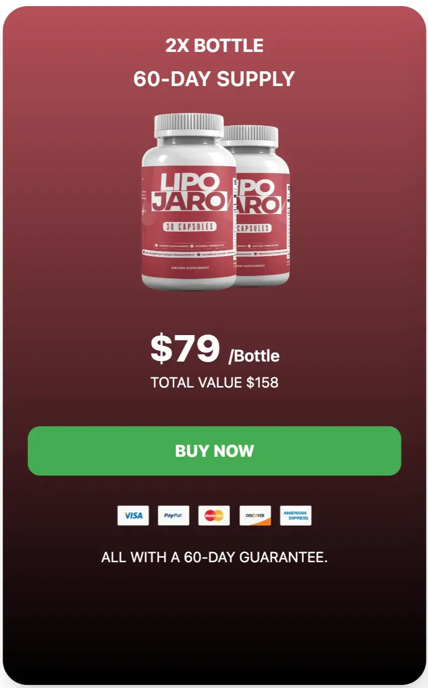 LipoJaro 2-bottle package — 60-day supply starter pack at $79 per bottle